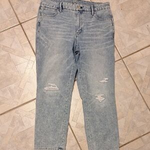 q Womens White House Black Market Stretch Distressed Jeans Size 12